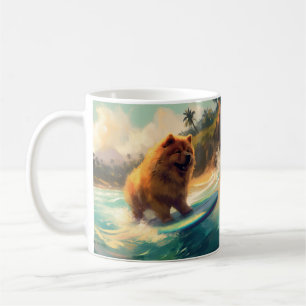 Taza De Café Pintura de surf Chow Chow Beach