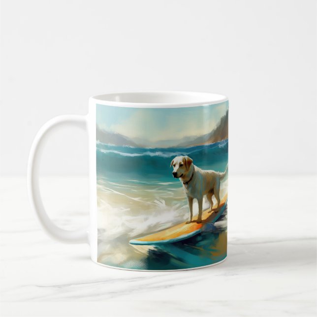 Taza De Café Pintura de surf de Anatolian Shepherd Beach (Izquierda)