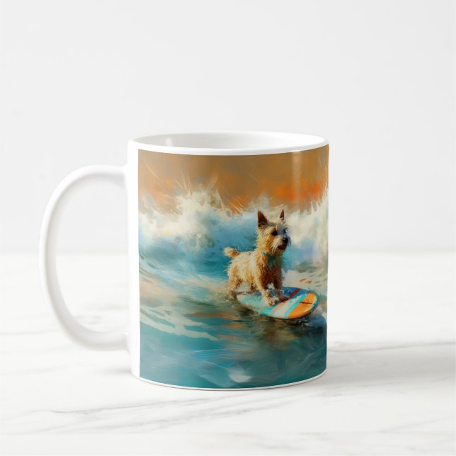 Taza De Café Pintura de surf de Biewer Terrier Beach (Izquierda)