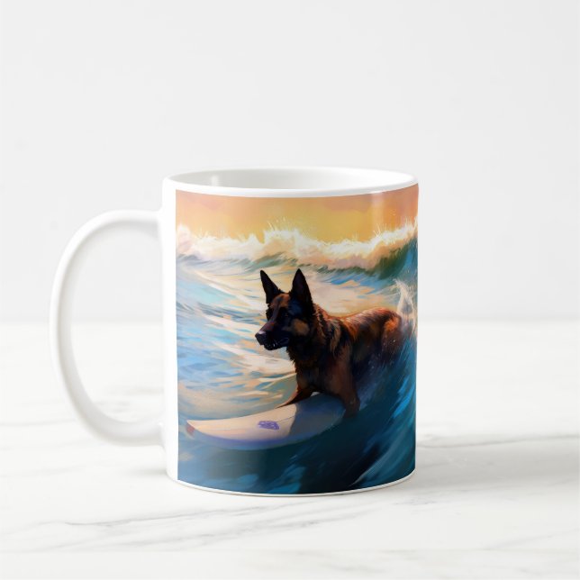 Taza De Café Pintura de surf de Shepherd Beach en Bélgica (Izquierda)