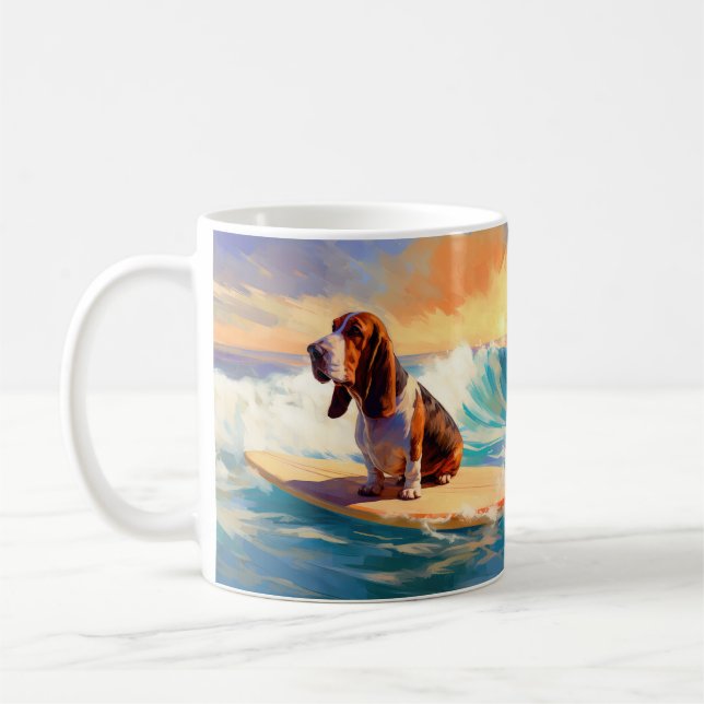 Taza De Café Pintura de surf en Basset Hound Beach (Izquierda)