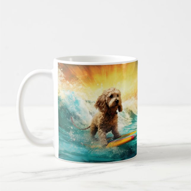 Taza De Café Pintura de surf en Cockapoo Beach (Izquierda)