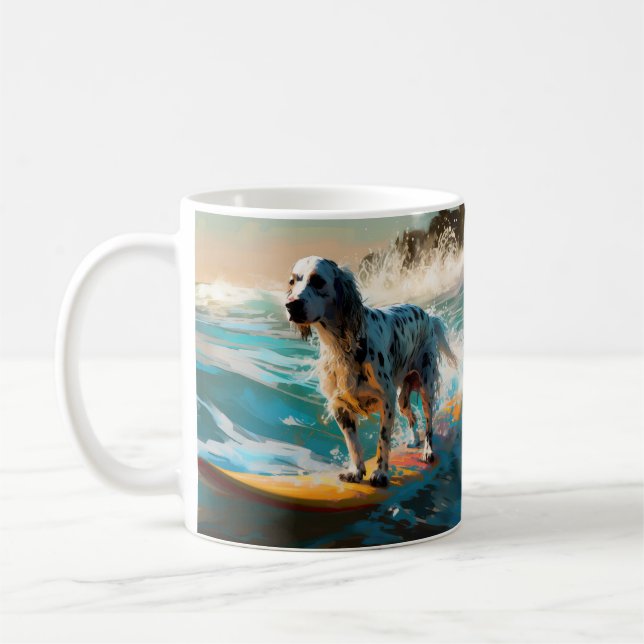 Taza De Café Pintura de surf en English Setter Beach (Izquierda)