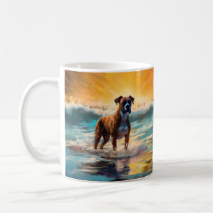 Taza De Café Pintura de surf en la playa Boxer
