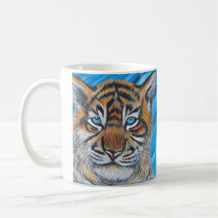 Taza De Café Pintura de tigre de ojos azules