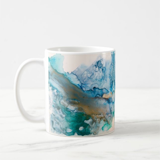 Taza De Café Pintura de tinta de alcohol de glaciar de fusión (Izquierda)