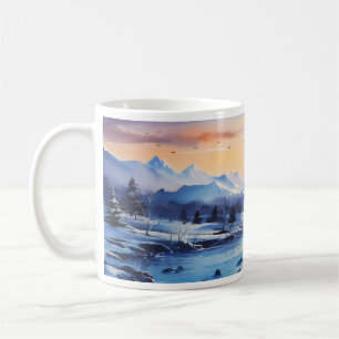 Taza De Café Pintura de tinta de invierno