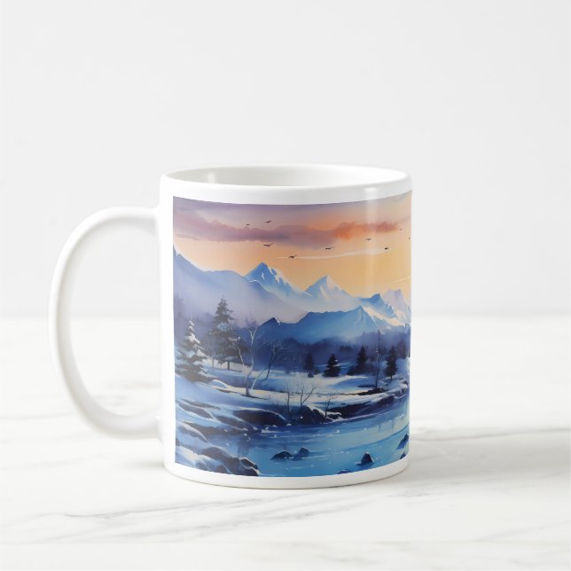 Taza De Café Pintura de tinta de invierno (Izquierda)