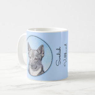Taza De Café Pintura de Vallhund Sueca - Arte Perro Original Cu