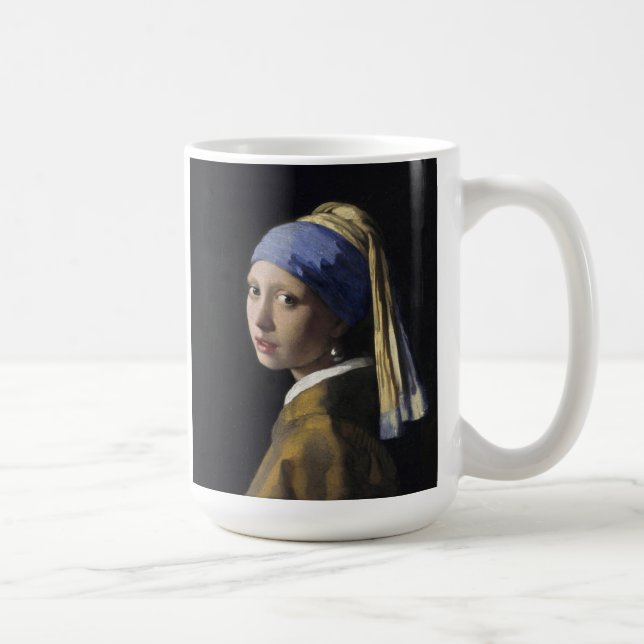 Taza De Café Pintura de vermeer - Chica con ganancia de perla (Derecha)
