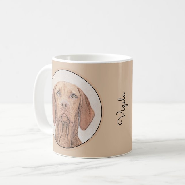 Taza De Café Pintura de Vizsla - Arte Perro Original. (Anverso izquierdo)