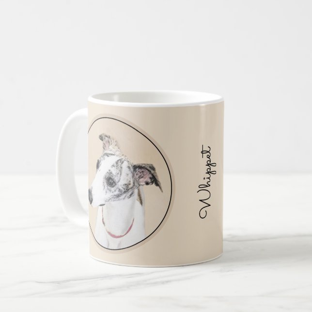 Taza De Café Pintura de Whippet - Arte Cute Original Perro (Anverso izquierdo)