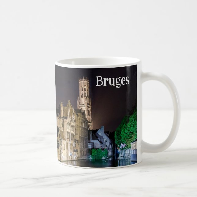 Taza De Café Pintura del casco antiguo de Brujas y de la torre  (Derecha)