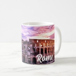 Taza De Café Pintura del Coliseo en Roma al atardecer