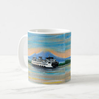 Taza De Café Pintura del ferry al amanecer