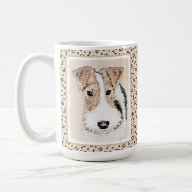 Taza De Café Pintura del fox terrier del alambre - arte (Izquierda)
