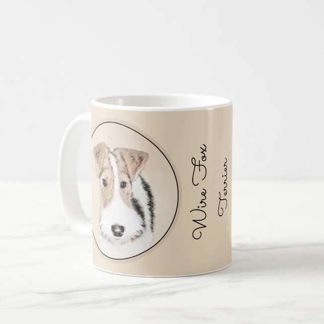 Taza De Café Pintura del fox terrier del alambre - arte (Anverso izquierdo)