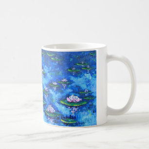 Taza De Café Pintura del lirio de agua, arte de la flor, flores
