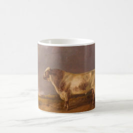 Taza De Café Pintura del vintage de una vaca de cuernos cortos