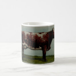 Taza De Café Pintura del vintage de una vaca de la vaca de
