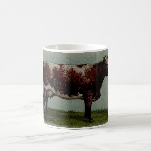 Taza De Café Pintura del vintage de una vaca de la vaca de (Centro)