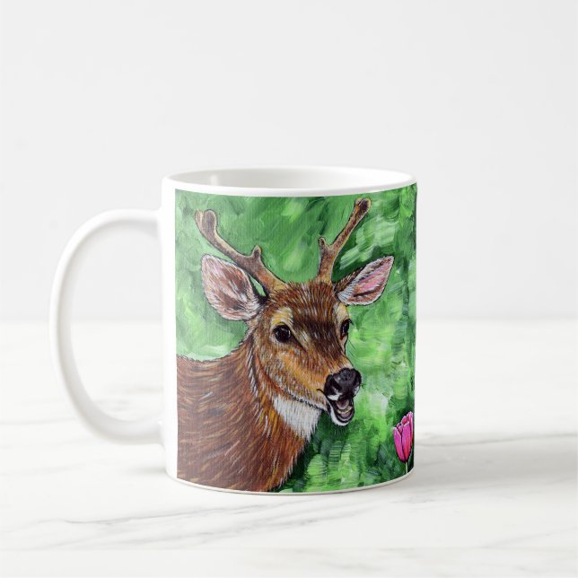 Taza De Café Pintura divertida de ciervos (Izquierda)