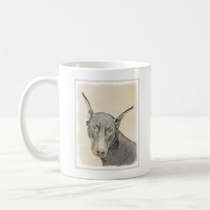 Taza De Café Pintura Doberman Pinscher - Original Dog Art