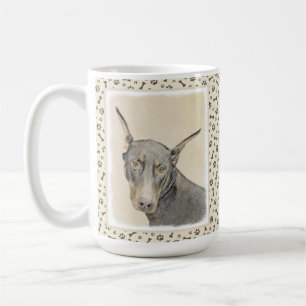 Taza De Café Pintura Doberman Pinscher - Original Dog Art