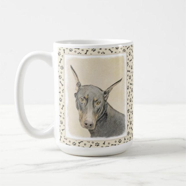 Taza De Café Pintura Doberman Pinscher - Original Dog Art (Izquierda)