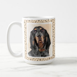 Taza De Café Pintura en blanco y negro - Arte original del perr
