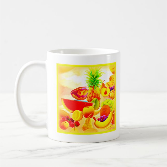 Taza De Café Pintura exótica de frutas tropicales. ¡Hazte con u (Izquierda)