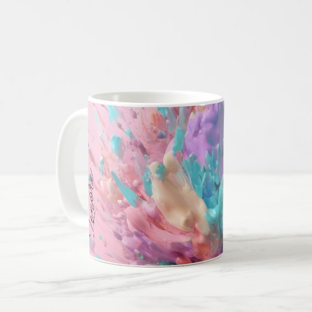 Taza De Café Pintura explosiva Resumen Lilac turquesa rosa (Anverso izquierdo)