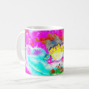 Taza De Café Pintura floral abstracta elegante rosa teal