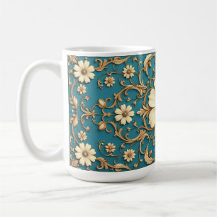 Taza De Café Pintura floral elaborada