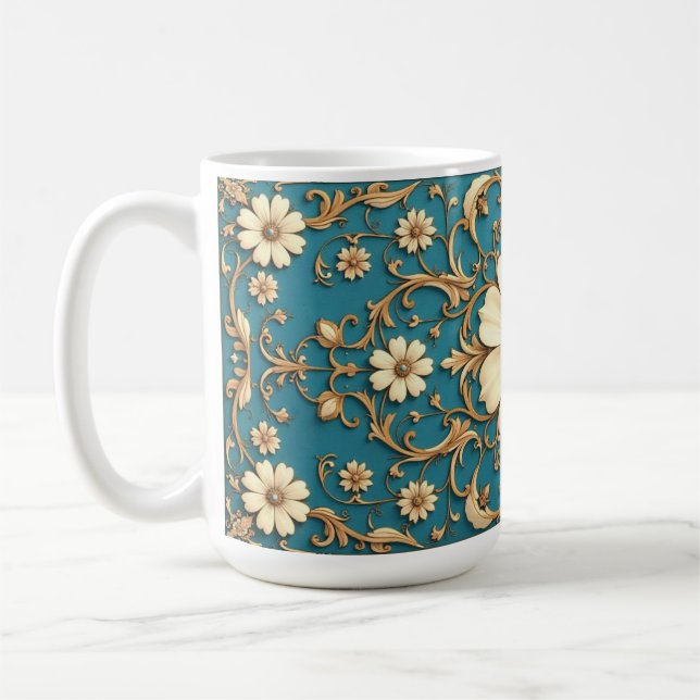 Taza De Café Pintura floral elaborada (Izquierda)