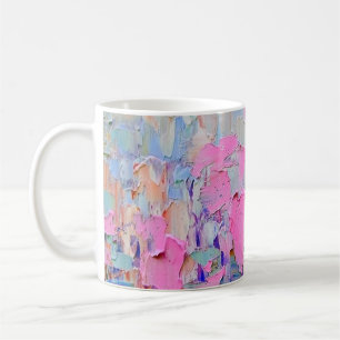 Taza De Café Pintura grabado en relieve expresiva en lienzo, cr