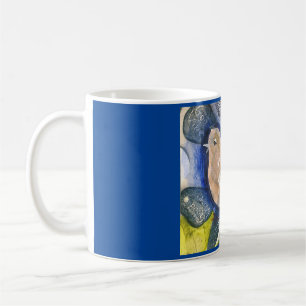 Taza De Café Pintura hecha a mano - collage, foto de pájaro boc