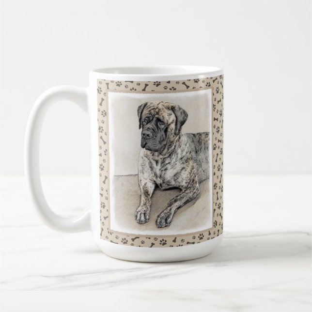 Taza De Café Pintura inglesa de castiff (Brindle) - Arte de per (Izquierda)