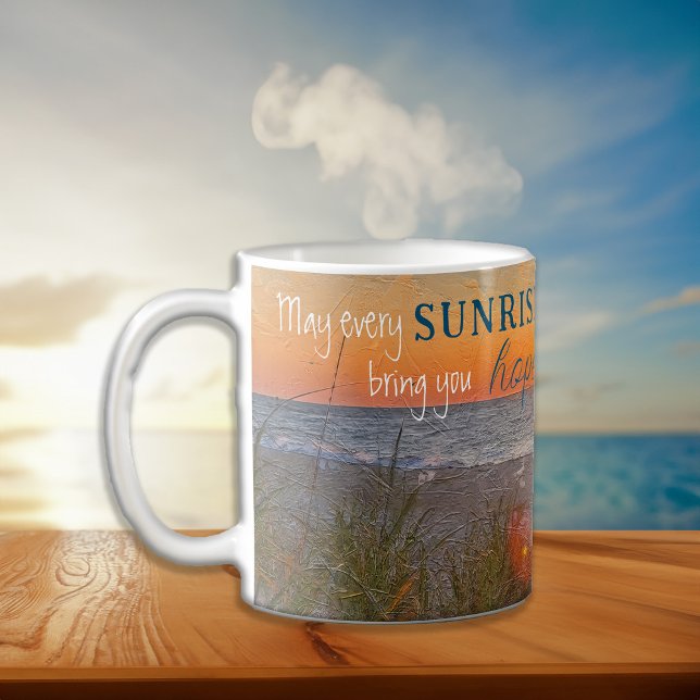 Taza De Café Pintura inspiradora de la salida del sol (Inspirational Quote Sunrise Painting Coffee Mug)