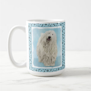 Taza De Café Pintura Komondor - Arte Perro Original Cuto