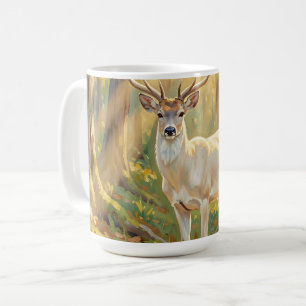 Taza De Café Pintura majestuosa del ciervo del bosque dorado