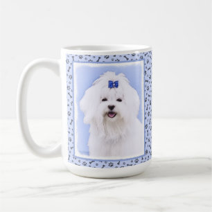 Taza De Café Pintura maltesa - Arte de perro original muy lindo