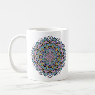 Taza De Café Pintura manual de Mandala Clock Face 3
