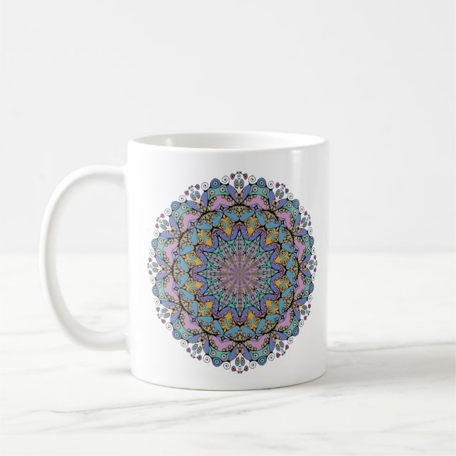 Taza De Café Pintura manual de Mandala Clock Face 3 (Izquierda)