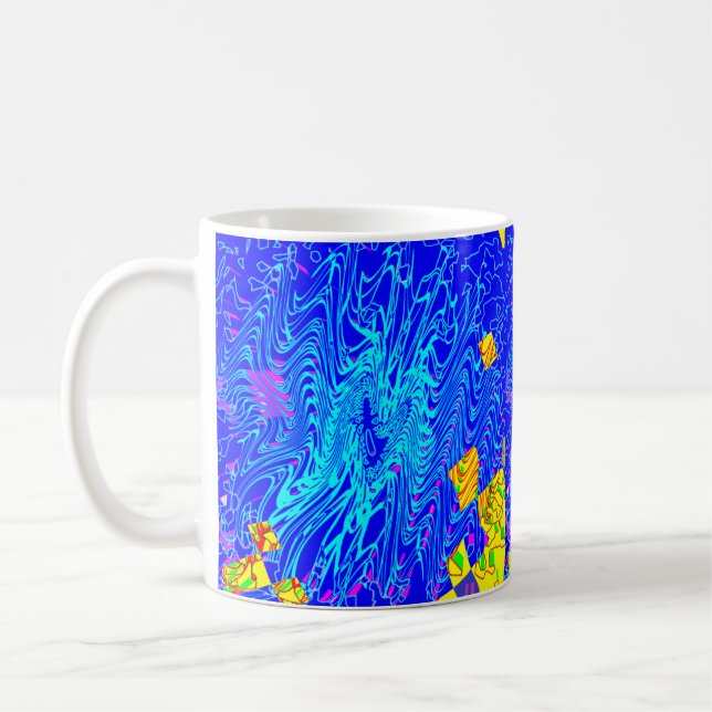 Taza De Café Pintura moderna de arte abstracto azul (Izquierda)