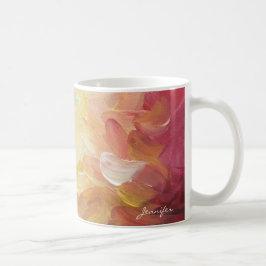 Taza De Café Pintura moderna de oro rojo Verde azulado