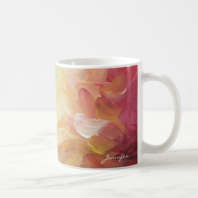 Taza De Café Pintura moderna de oro rojo Verde azulado (Derecha)