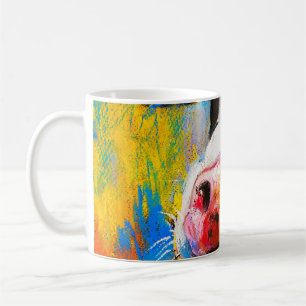 Taza De Café Pintura moderna de retrato de vaca pastel