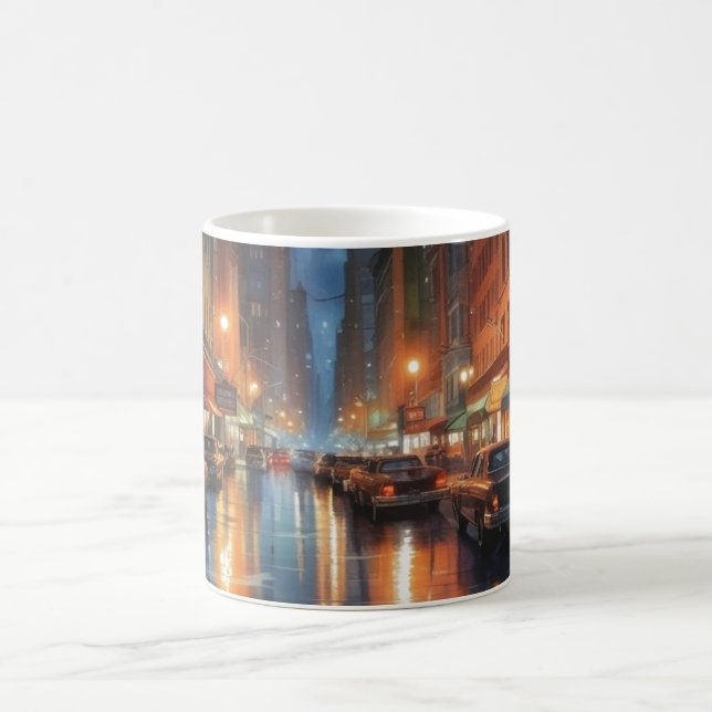 Taza De Café Pintura nocturna de Nueva York de Manhattan (Centro)