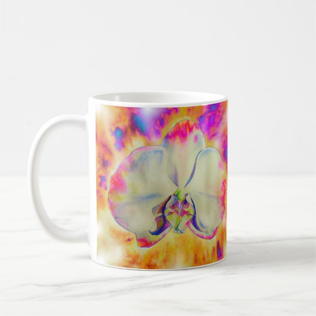 Taza De Café Pintura orquídea abstracta románica (Izquierda)